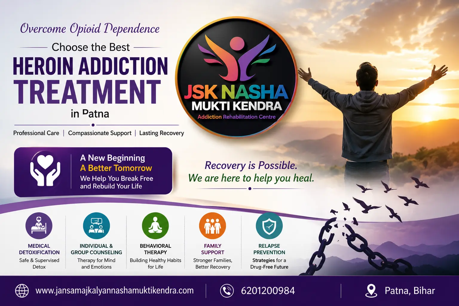 Best Heroin Addiction Treatment in Patna with medical detox, counseling, rehabilitation, and compassionate support for lasting opioid addiction recovery.