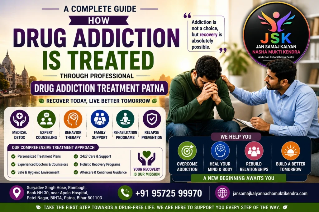 Drug Addiction Treatment Patna with counseling, rehabilitation, detox, and recovery support